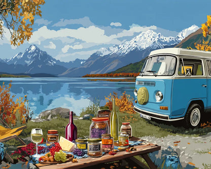 Outdoor Camping by Lake Wooden Jigsaw Puzzle