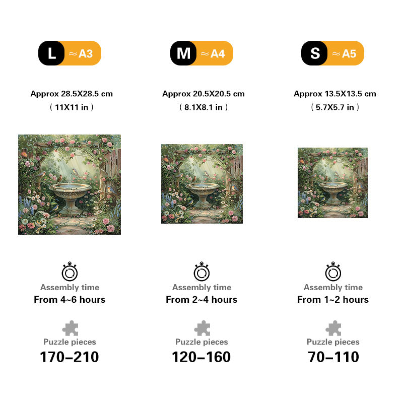 Rose Garden Fountain Wooden Jigsaw Puzzle