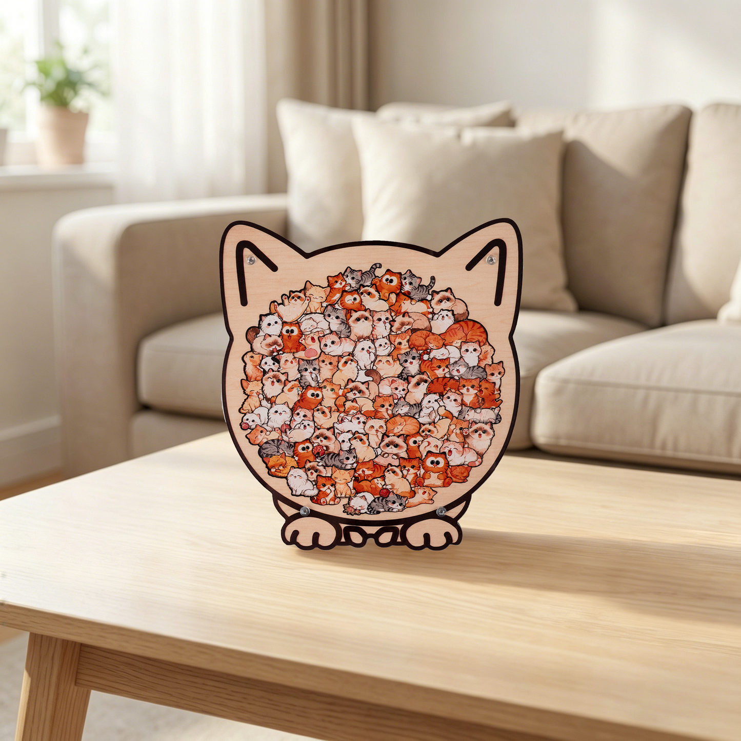 Cozy Cat Crowd Gathering Display Puzzle