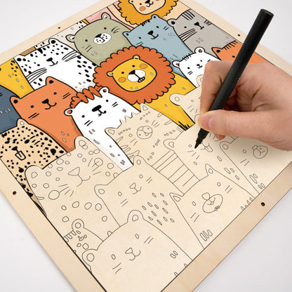 Animal Friends- Wooden Coloring Puzzle