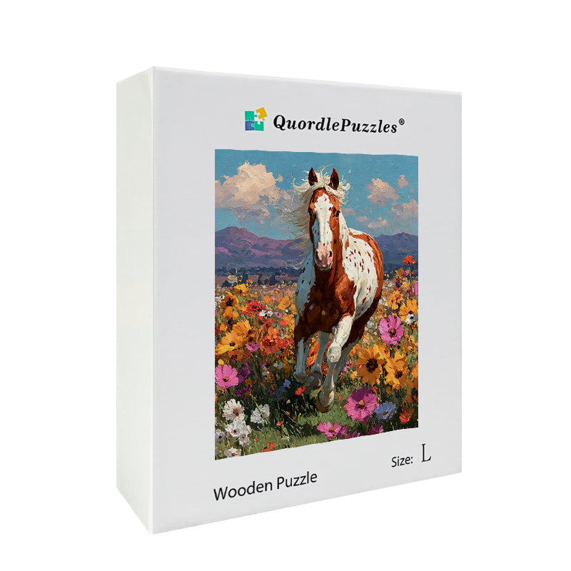 Horse Wildflowers Wooden Jigsaw Puzzle