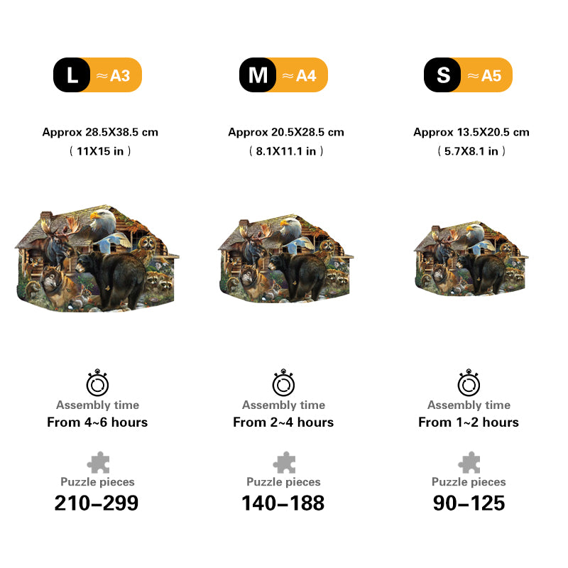 🔥LAST DAY 89% -Wildlife Cabin Wooden Jigsaw Puzzle