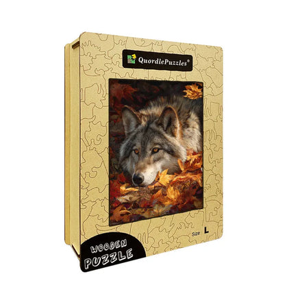 Autumn Wolf Rest Wooden Jigsaw Puzzle