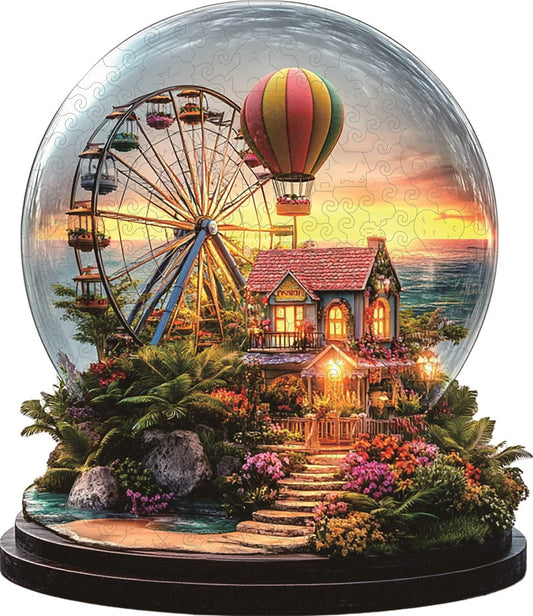 Ferris Wheel at Sunset Wooden Jigsaw Puzzle