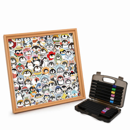 Funny Penguins - Wooden Coloring Puzzle