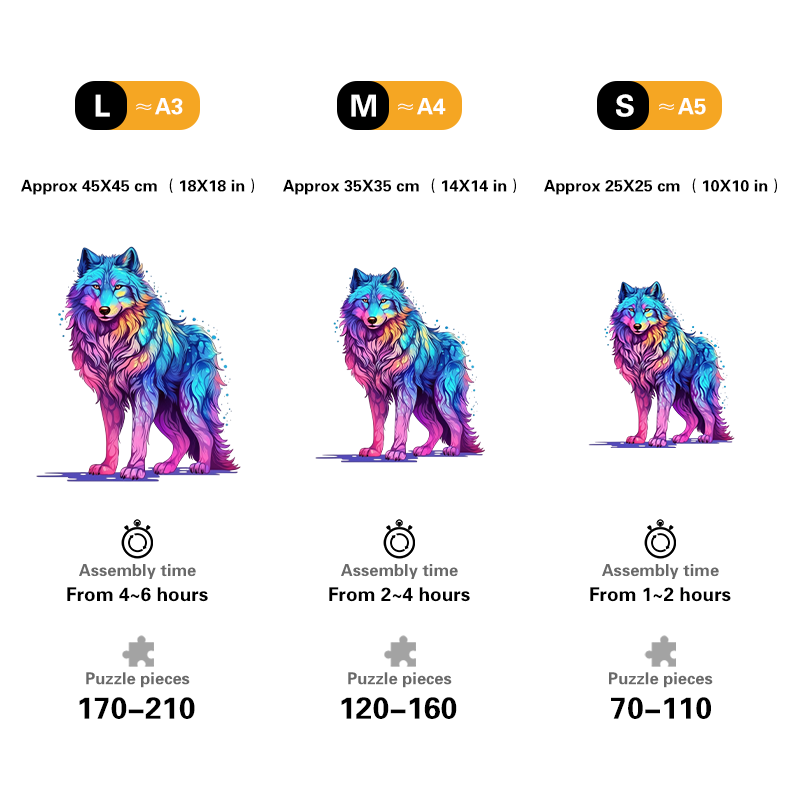 🔥Last Day 85% OFF-Majestic Rainbow Wolf Wooden Jigsaw Puzzle