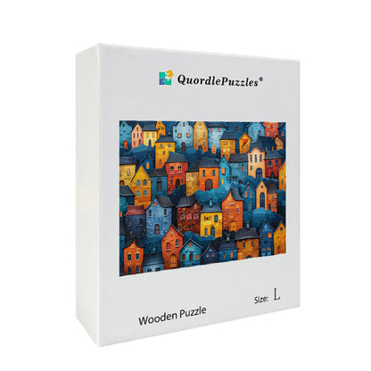 Whimsical Village Wooden Jigsaw Puzzle