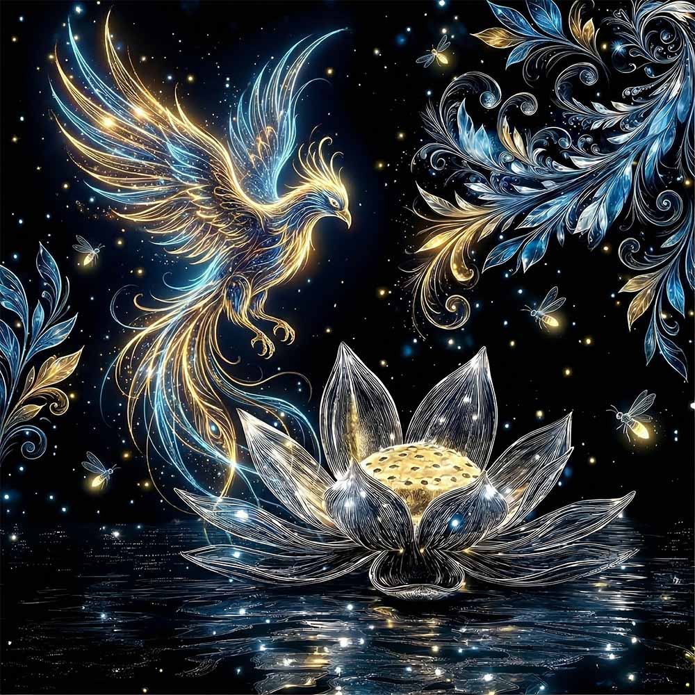 Celestial Phoenix Lotus Wooden Jigsaw Puzzle
