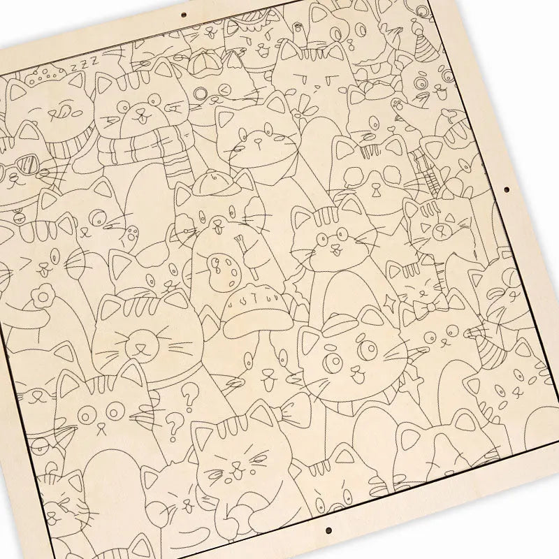 Whimsical Cats - Wooden Coloring Puzzle