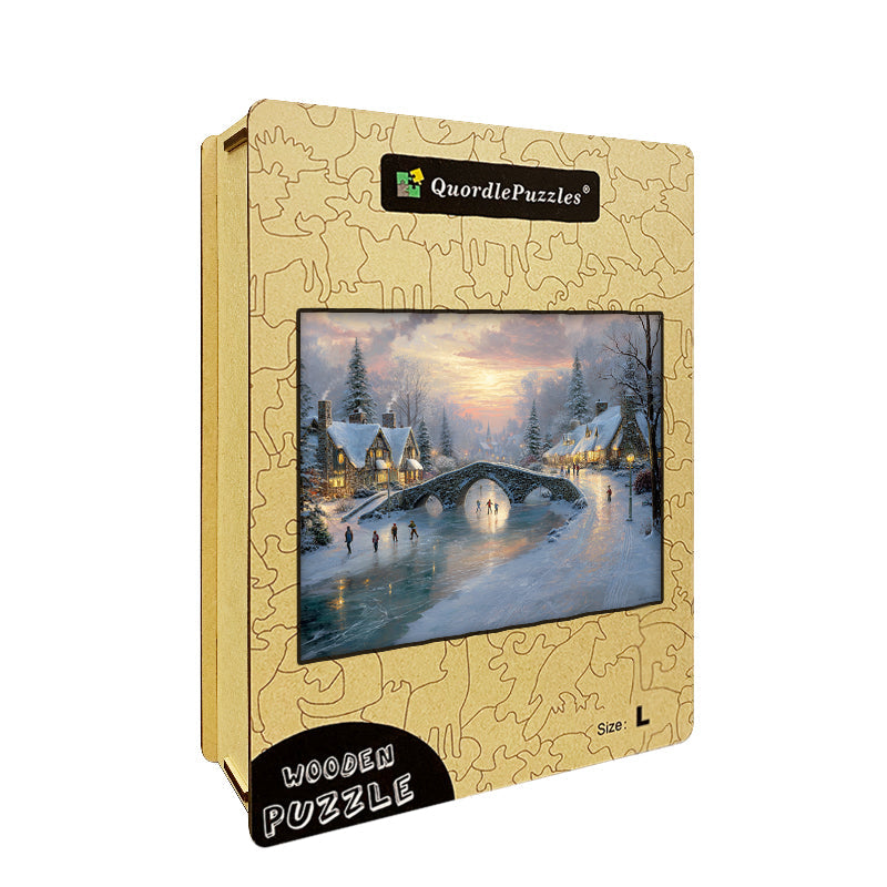 Winter Ice Skating Wooden Jigsaw Puzzle