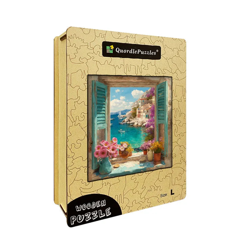 Mediterranean Window Wooden Jigsaw Puzzle