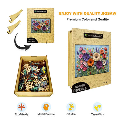 Paper-Cut Blossom Garden Wooden Jigsaw Puzzle