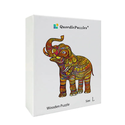 Golden Mandala Elephant Wooden Jigsaw Puzzle