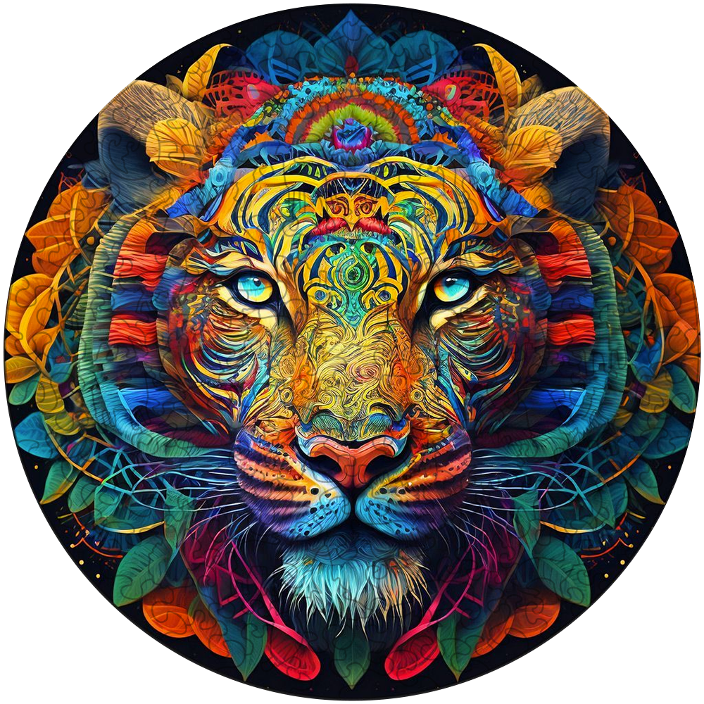 Snow Leopard Mandala Wooden Jigsaw Puzzle