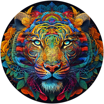 Snow Leopard Mandala Wooden Jigsaw Puzzle