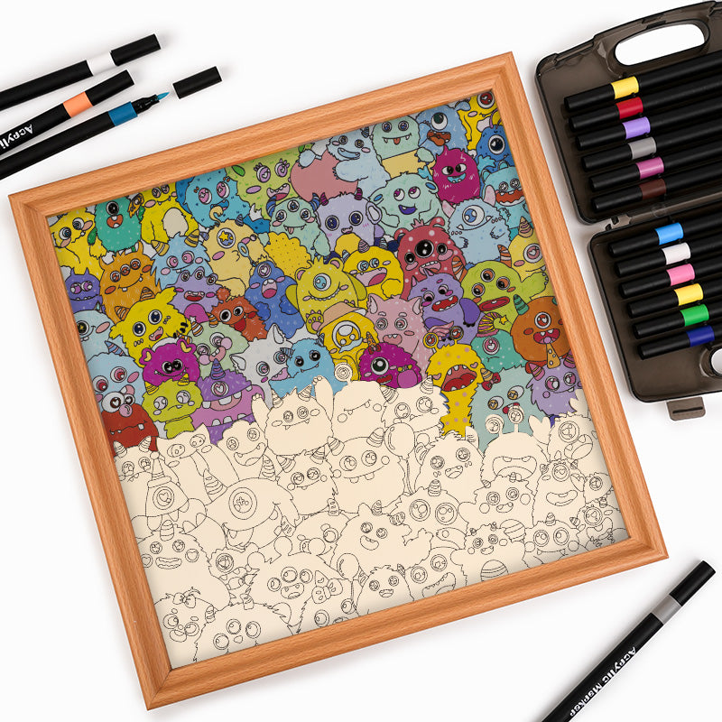 Little Monsters - Wooden Coloring Puzzle