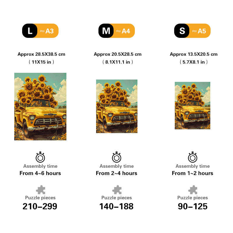 Sunflower Truck Wooden Jigsaw Puzzle