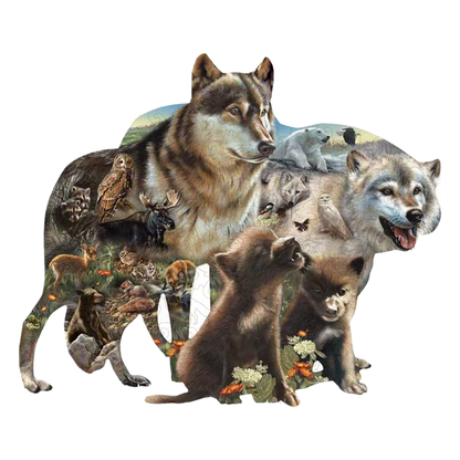 🔥LAST DAY 89% -Wolf Pack Wooden Jigsaw Puzzle