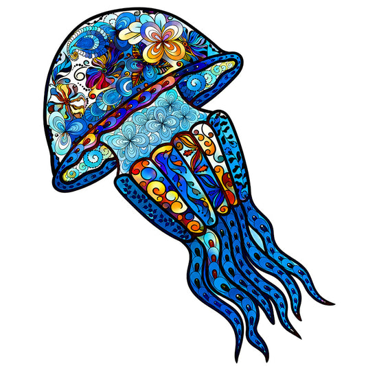 Ocean Bloom Squid Wooden Jigsaw Puzzle