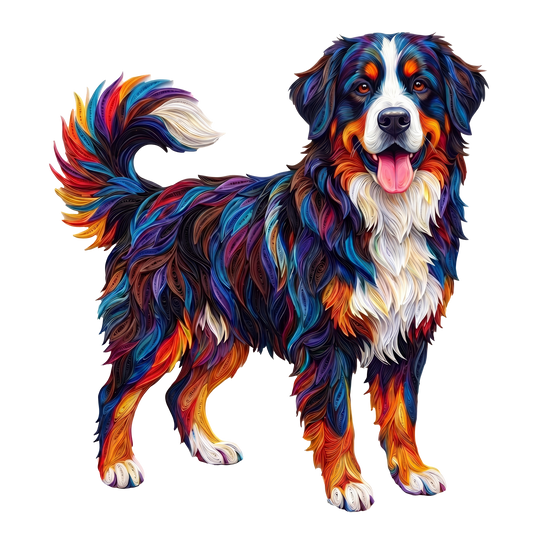 Vibrant Colorful Dog Wooden Puzzle