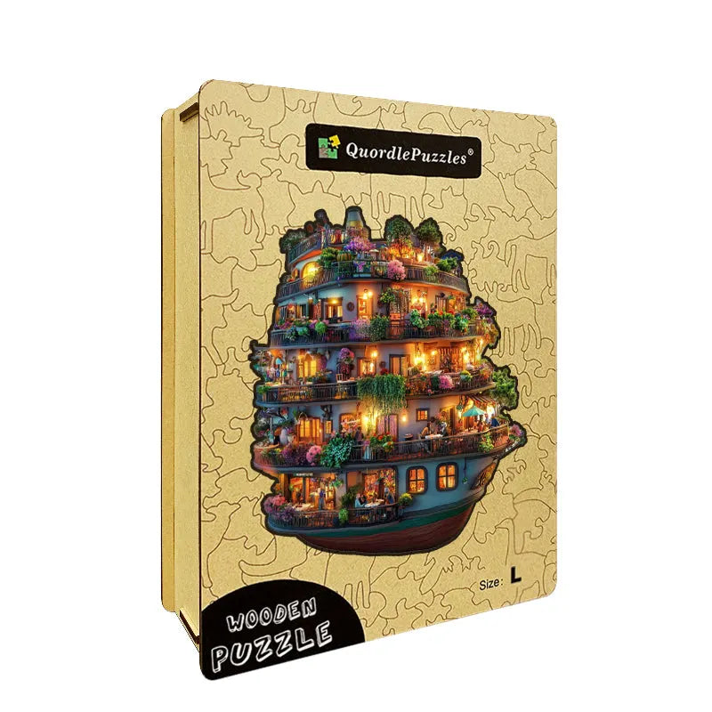 Flower-Filled Floating Ship Wooden Jigsaw Puzzle