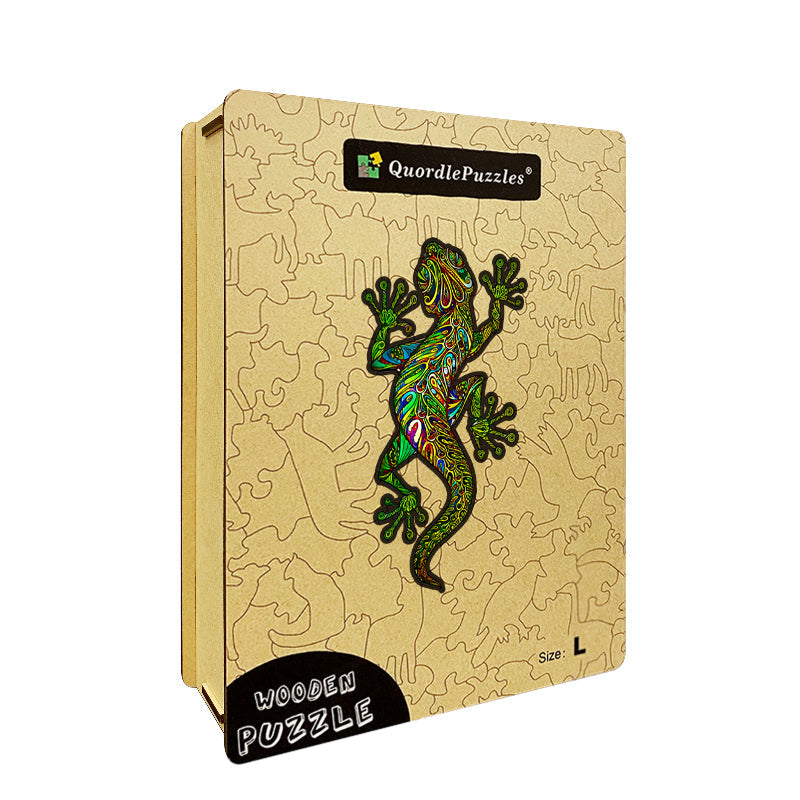 Emerald Mandala Gecko Wooden Jigsaw Puzzle