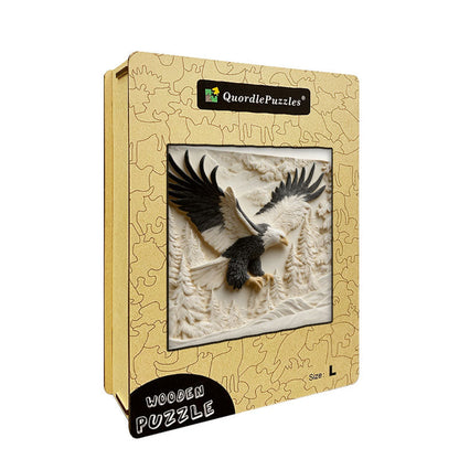 Carved Eagle in Flight Wooden Jigsaw Puzzle