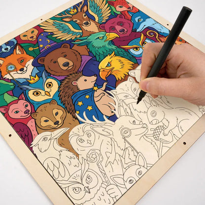 Enchanted Forest Friends - Wooden Coloring Puzzle