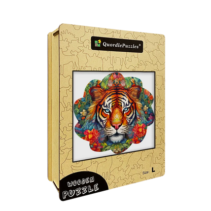 🔥LAST DAY 86% -Tiger With Flowers Wooden Jigsaw Puzzle