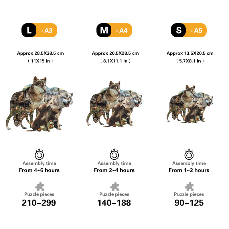 🔥LAST DAY 89% -Wolf Pack Wooden Jigsaw Puzzle