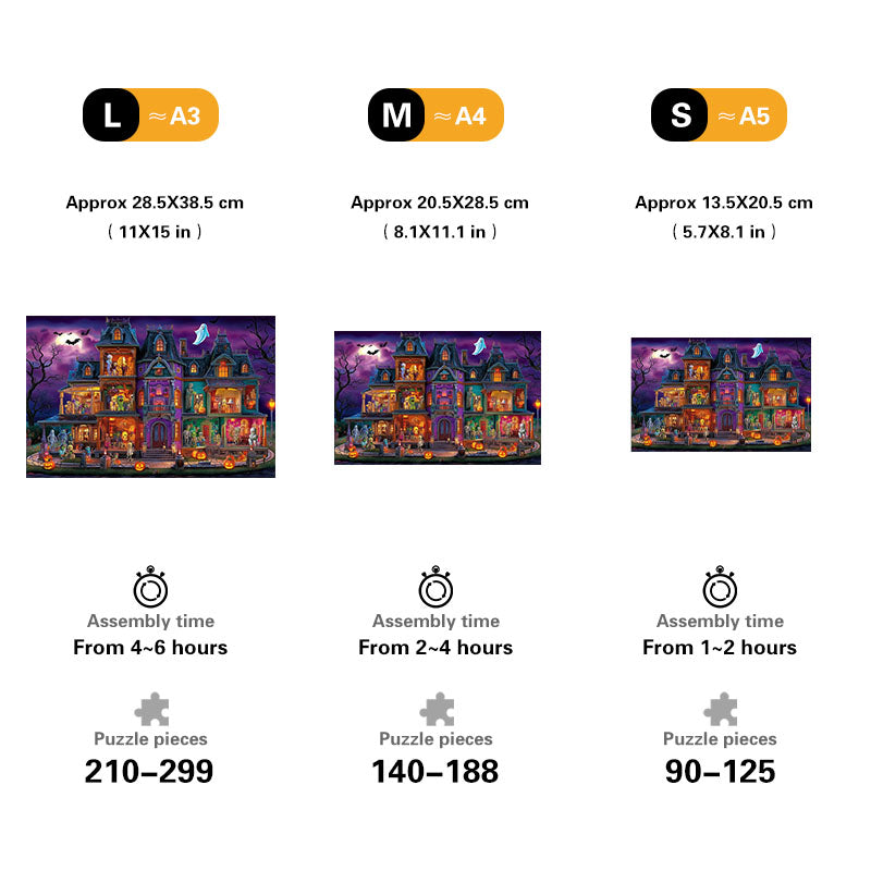 Spooky Mansion Halloween Wooden Jigsaw Puzzle