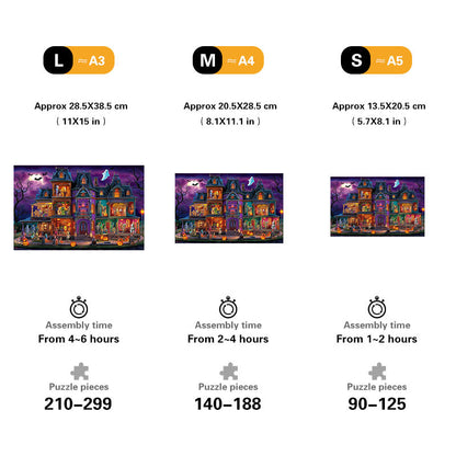 Spooky Mansion Halloween Wooden Jigsaw Puzzle