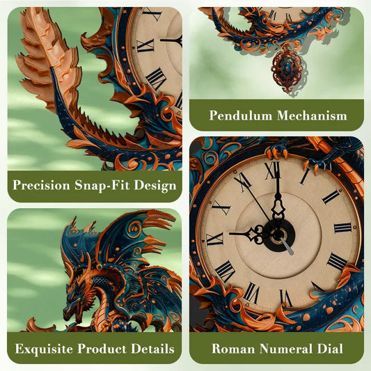 Azure Dragon Timekeeper Wooden Clock Puzzle