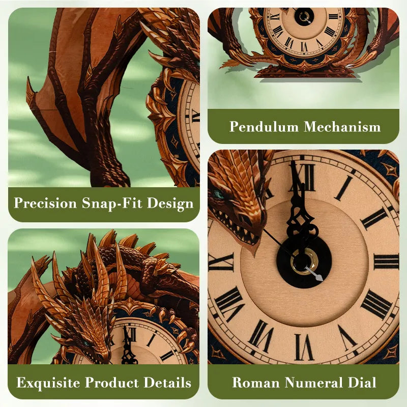 Dragon of Time Wooden Clock Puzzle