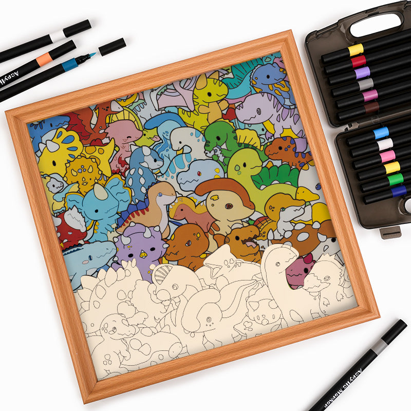 Dino Parade - Wooden Coloring Puzzle