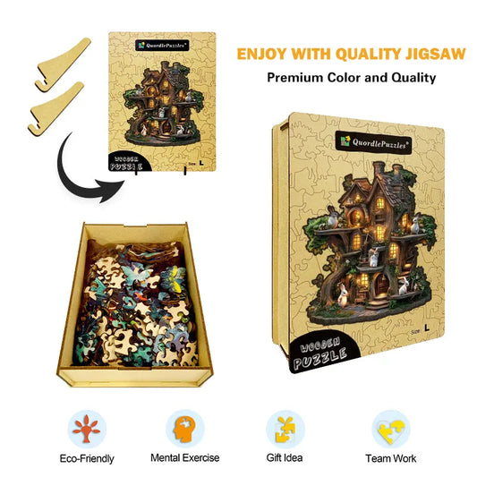 Rabbit Treehouse Wooden Jigsaw Puzzle