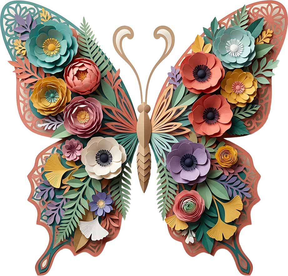 Botanical Butterfly and Flowers Wooden Jigsaw Puzzle