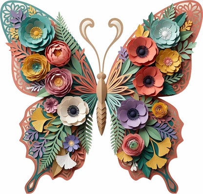 Botanical Butterfly and Flowers Wooden Jigsaw Puzzle