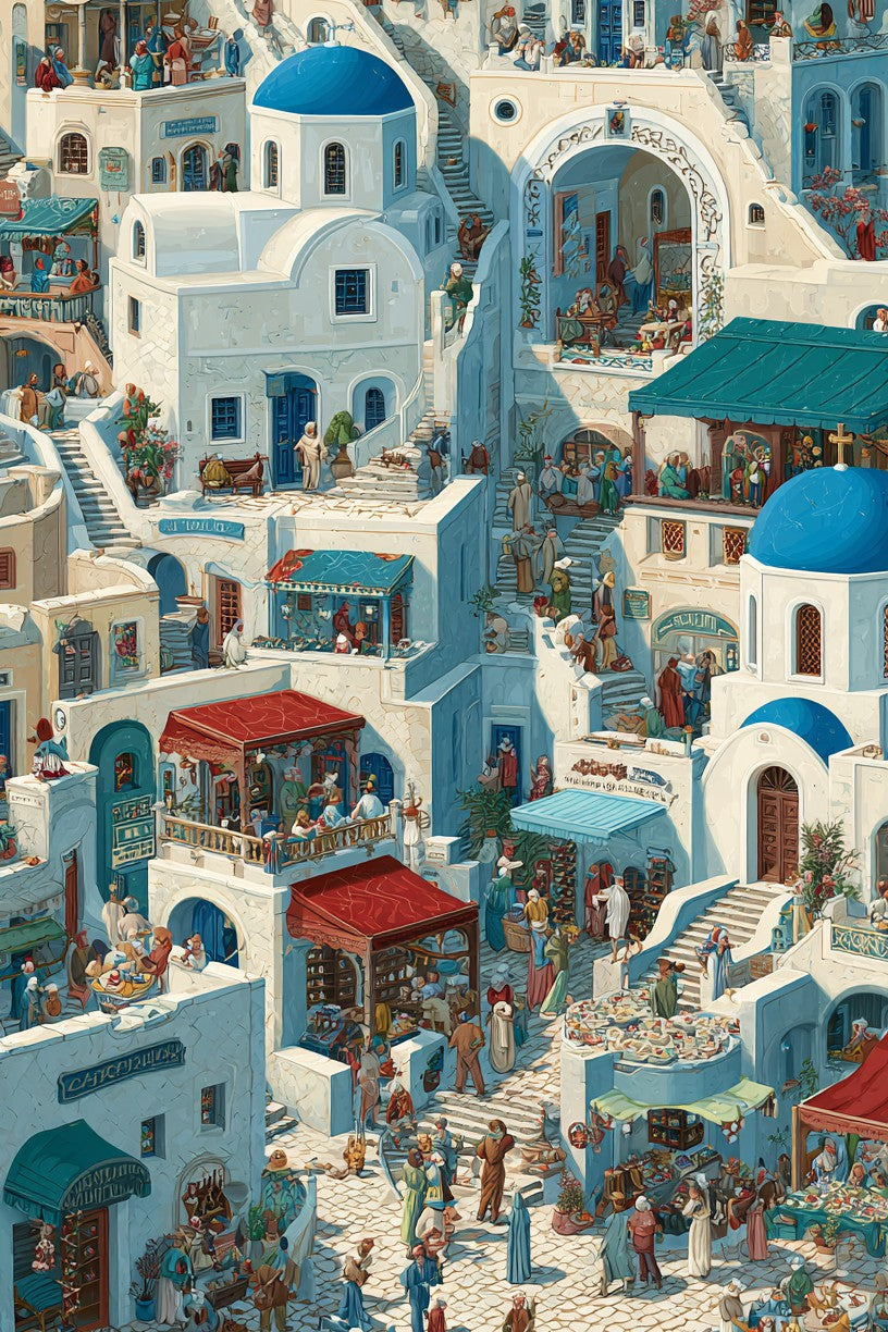 Blue Town Bazaar Wooden Jigsaw Puzzle