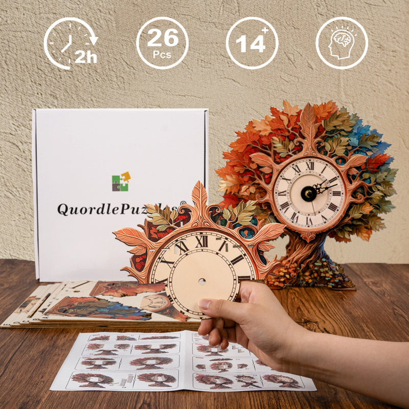 Autumn Tree Timepiece Wooden Clock Puzzle
