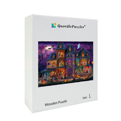Spooky Mansion Halloween Wooden Jigsaw Puzzle