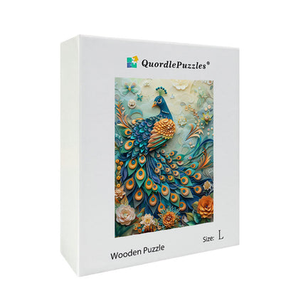 Peacock Paper Cut Wooden Jigsaw Puzzle