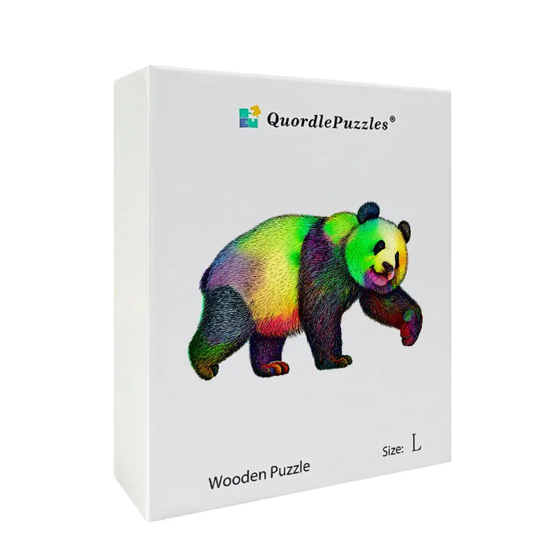 Rainbow Strolling Panda Wooden Jigsaw Puzzle