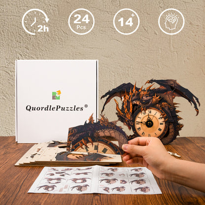 Shadow Dragon Timepiece Wooden Clock Puzzle