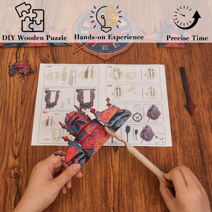 Knight of Time Collective Display Wooden Clock Puzzle