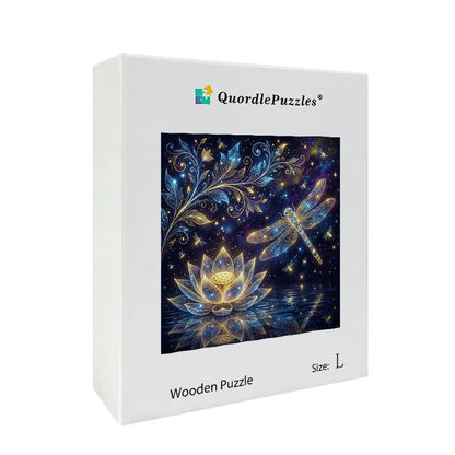 Celestial Lotus Dragonfly Wooden Jigsaw Puzzle