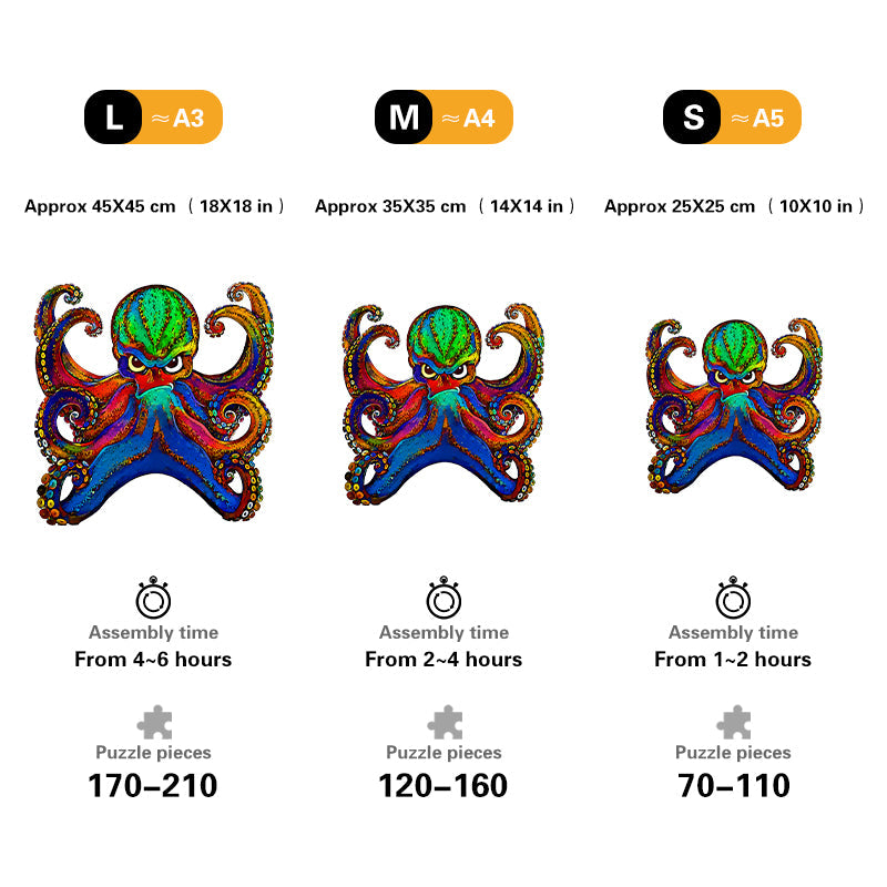 Rainbow Reef Octopus Wooden Jigsaw Puzzle
