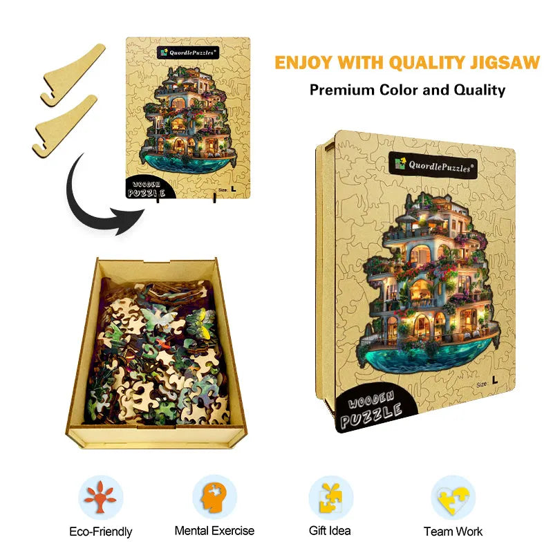 Floating Flower-Filled Ship Wooden Jigsaw Puzzle