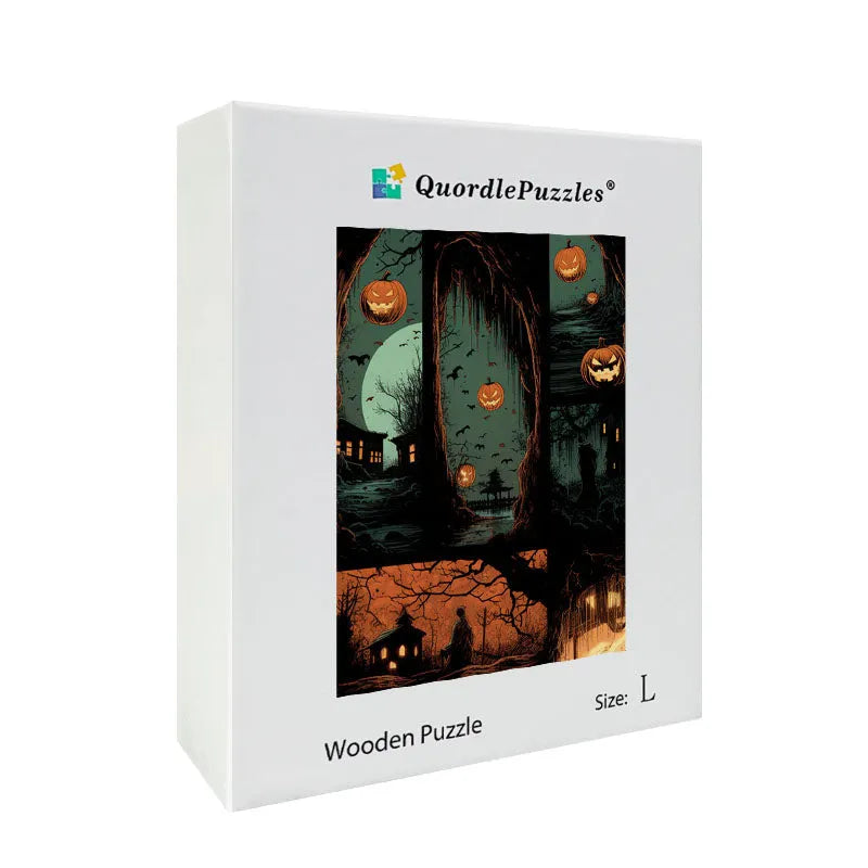 Halloween Night Four-Panel Comic Wooden Jigsaw Puzzle