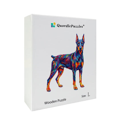 Vibrant Doberman Dog Wooden Puzzle